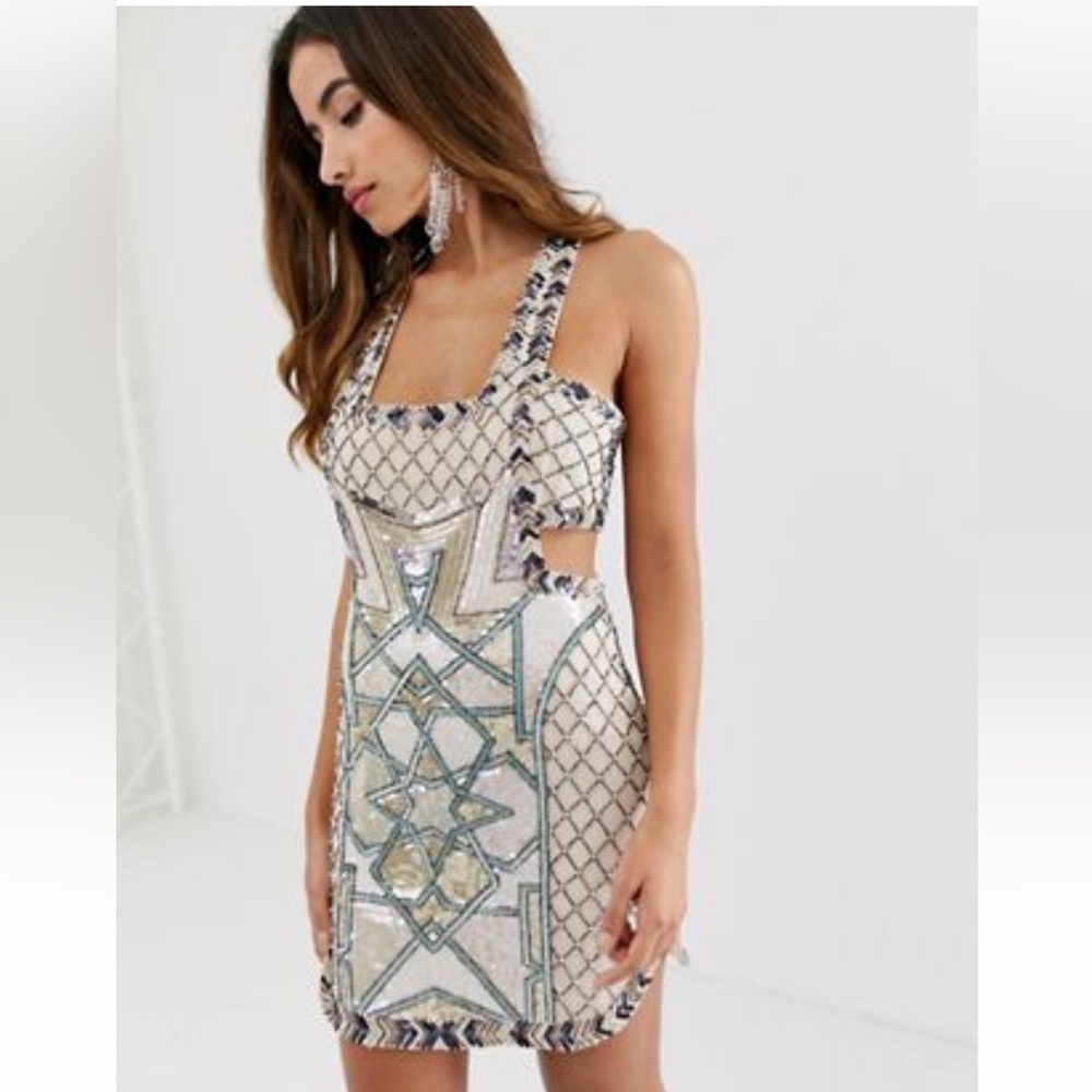 Brand New ASOS DESIGN dress with Moroccan embellishment,US 2